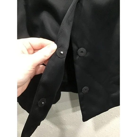 Eileen Fisher Bonded Fleece Funnel Neck Jacket Coat Black S Minimalist Chic Luxe